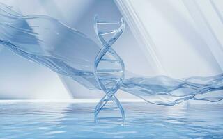 DNA with water surface background, 3d rendering. photo