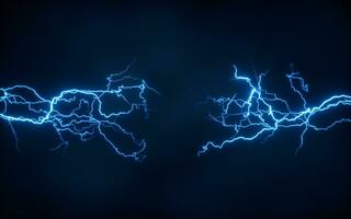 Blue lightning with dark background, 3d rendering. photo