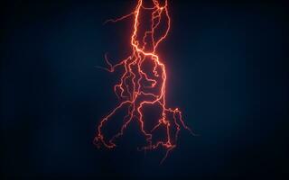 Red lightning with dark background, 3d rendering. photo