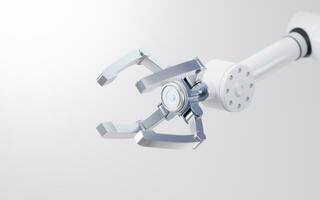 Mechanical arm with white background, 3d rendering. photo