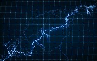 Blue lightning with dark background, 3d rendering. photo