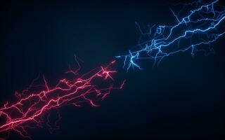 Blue lightning with dark background, 3d rendering. photo