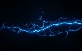 Blue lightning with dark background, 3d rendering. photo