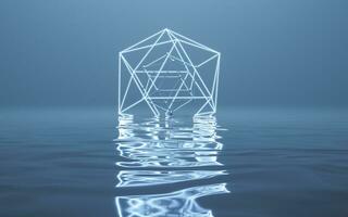 Structure lines with water surface, 3d rendering. photo