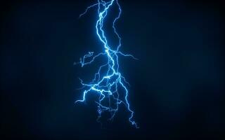 Blue lightning with dark background, 3d rendering. photo