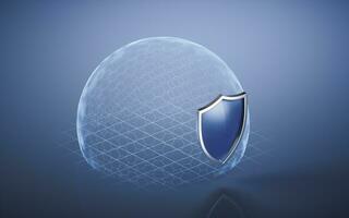 Protect shield and hexagon layer, 3d rendering. photo