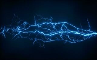 Blue lightning with dark background, 3d rendering. photo