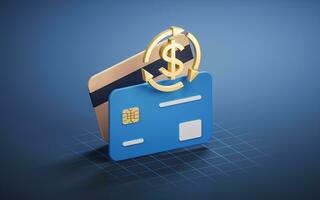 Bank card with investment concept, 3d rendering. photo