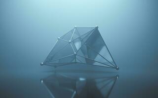 Fog scene with abstract geometry, 3d rendering. photo