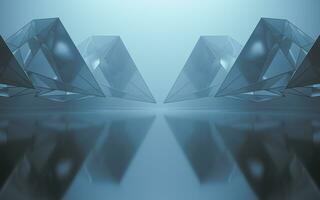 Fog scene with abstract geometry, 3d rendering. photo