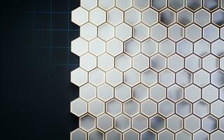 Metallic hexagon material background, 3d rendering. photo