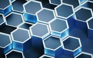 Metallic hexagon material background, 3d rendering. photo