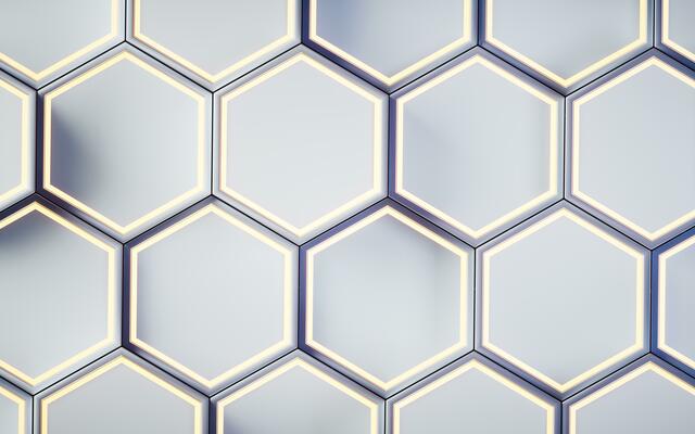 Metallic hexagon material background, 3d rendering.