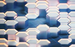 Metallic hexagon material background, 3d rendering. photo