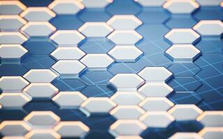 Metallic hexagon material background, 3d rendering. photo