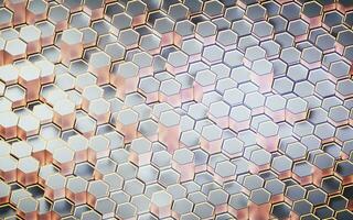 Metallic hexagon material background, 3d rendering. photo