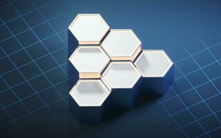 Metallic hexagon material background, 3d rendering. photo