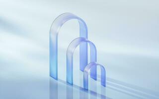 Curve glass with light illuminated, 3d rendering. photo