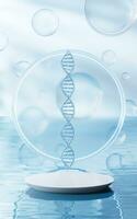 DNA with water surface background, 3d rendering. photo