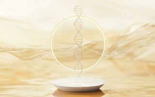 DNA with golden wave background, 3d rendering. photo