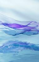 Flowing transparent cloth on water surface, 3d rendering. photo