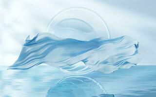 Flowing cloth on water surface, 3d rendering. photo