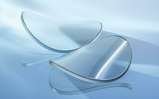 Curve glass with light illuminated, 3d rendering. photo