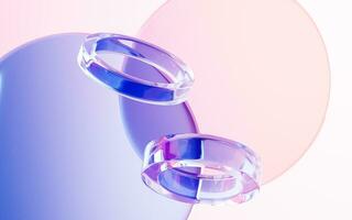 Transparent glass with gradient colors, 3d rendering. photo