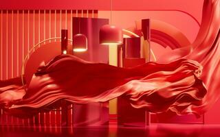 Flowing wave cloth, 3d rendering. photo