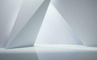 Empty white room with geometric structure, 3d rendering. photo