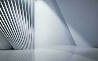 Empty white room with geometric structure, 3d rendering. photo