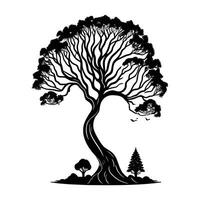 silhouette tree vector. vector