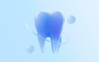 Tooth with glass material, 3d rendering. photo