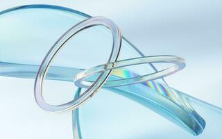 Curve glass with light illuminated, 3d rendering. photo