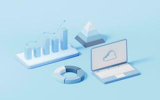 Bar graph with growth trend, 3d rendering. photo