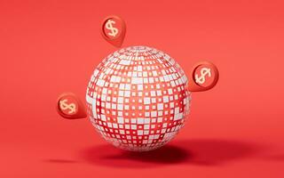 Digital data sphere with money mark, 3d rendering. photo