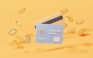 Bank card with 3d cartoon style, 3d rendering. photo