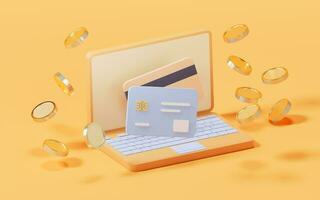 Bank card with 3d cartoon style, 3d rendering. photo