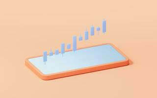 Bar graph with growth trend, 3d rendering. photo