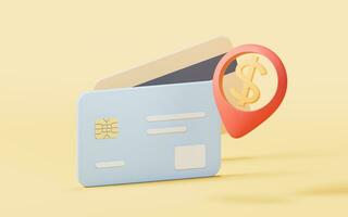 Bank card with 3d cartoon style, 3d rendering. photo