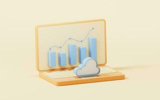 Bar graph with growth trend, 3d rendering. photo