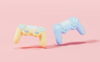 Classic game pad with pink background, 3d rendering. photo