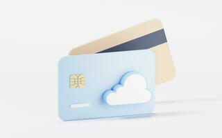 Bank card with 3d cartoon style, 3d rendering. photo