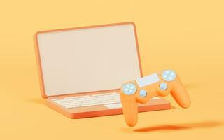 Classic game pad and portable notebook, 3d rendering. photo