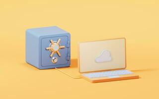 Cloud computing with safety box, 3d rendering. photo