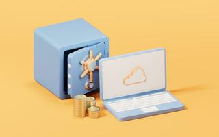 Cloud computing with safety box, 3d rendering. photo