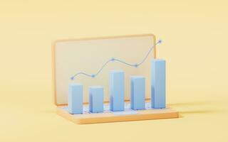 Bar graph with growth trend, 3d rendering. photo