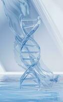 DNA with water surface background, 3d rendering. photo