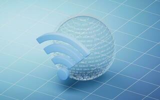 Wireless network technology with wifi sign, 3d rendering. photo