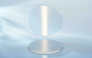 Curve glass with light illuminated, 3d rendering. photo